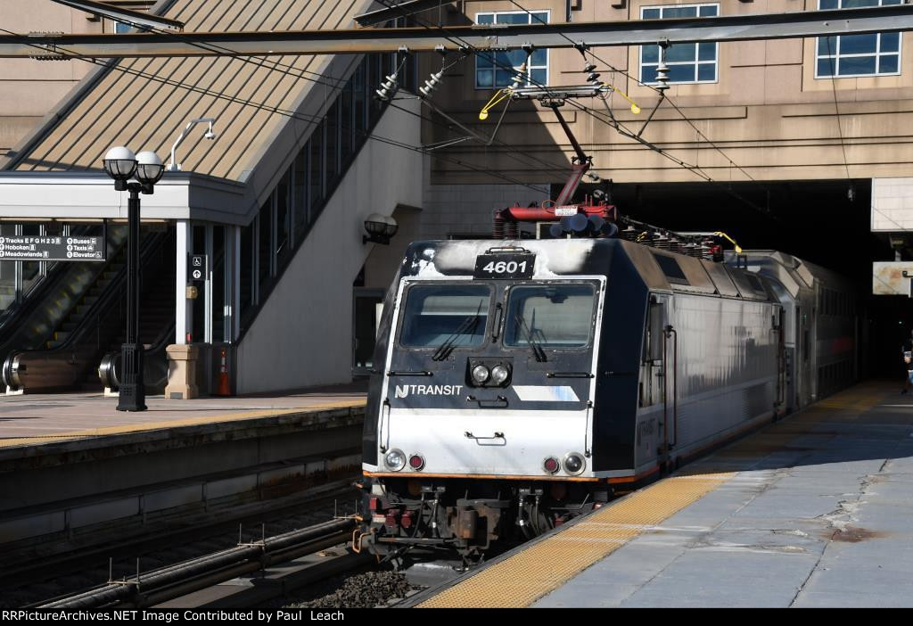 Inbound commuter makes its station stop